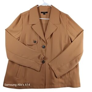 J.‎ Jill Wearever Lightweight Trench Coat Size L  Easy Care Tan Long Jacket